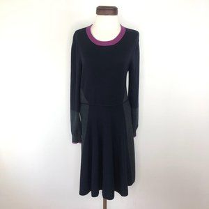 Eliza J Navy Charcoal Grey Inset Magenta Stripe Dr